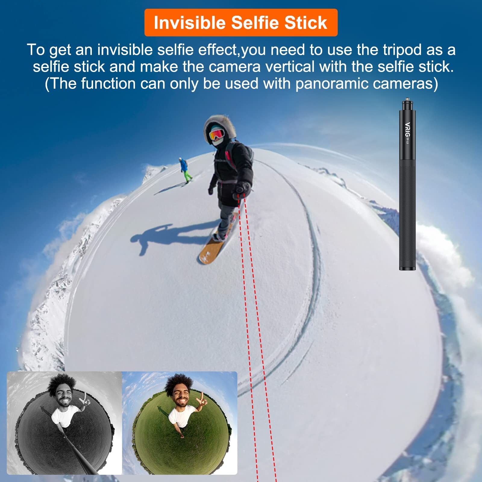 VRIG TP-13,131cm(51inch) Extension Selfie Stick for INSTA360 for GoPro 11 10 ...