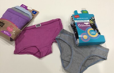 Hanes Knitting Girls' Tagless Girl Shorts (5) Underwear + Hanes Hipster (5) Sz S