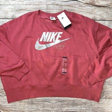 Nike Women s Plus Crop Sweatshirt Glitter Logo Dark Pink NEW Soft