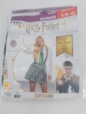 Harry Potter Slytherin Halloween Costume Woman's Size 4-6 Skirt Suspenders Tie