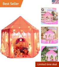 Fairytale Princess Tent for Kids - 55'' x 53'' Indoor/Outdoor Castle with Lights