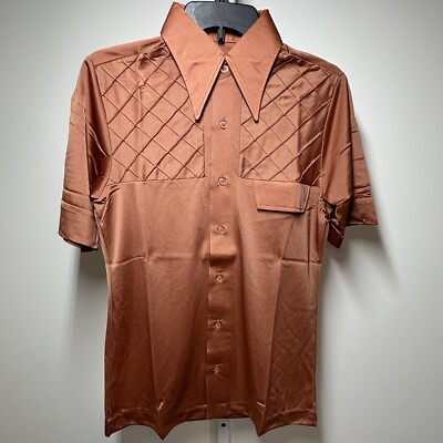 copper dress shirt Men's Fancy Long Sleeve Woven Paisley Dress Shirt in Copper 2X-Large / Copper