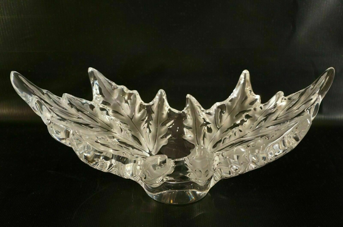 ラリック LALIQUE カプシン　いちょうの葉 クリスタル　プレート Lalique Champs Elysees Bowl Frosted Clear Crystal Leaf Centerpiece