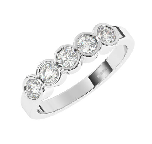 Zestaw ramek 4,5 mm 100% naturalny okrągły diament pierścionek pół wieczności 950 platyna - Zdjęcie 1 z 5