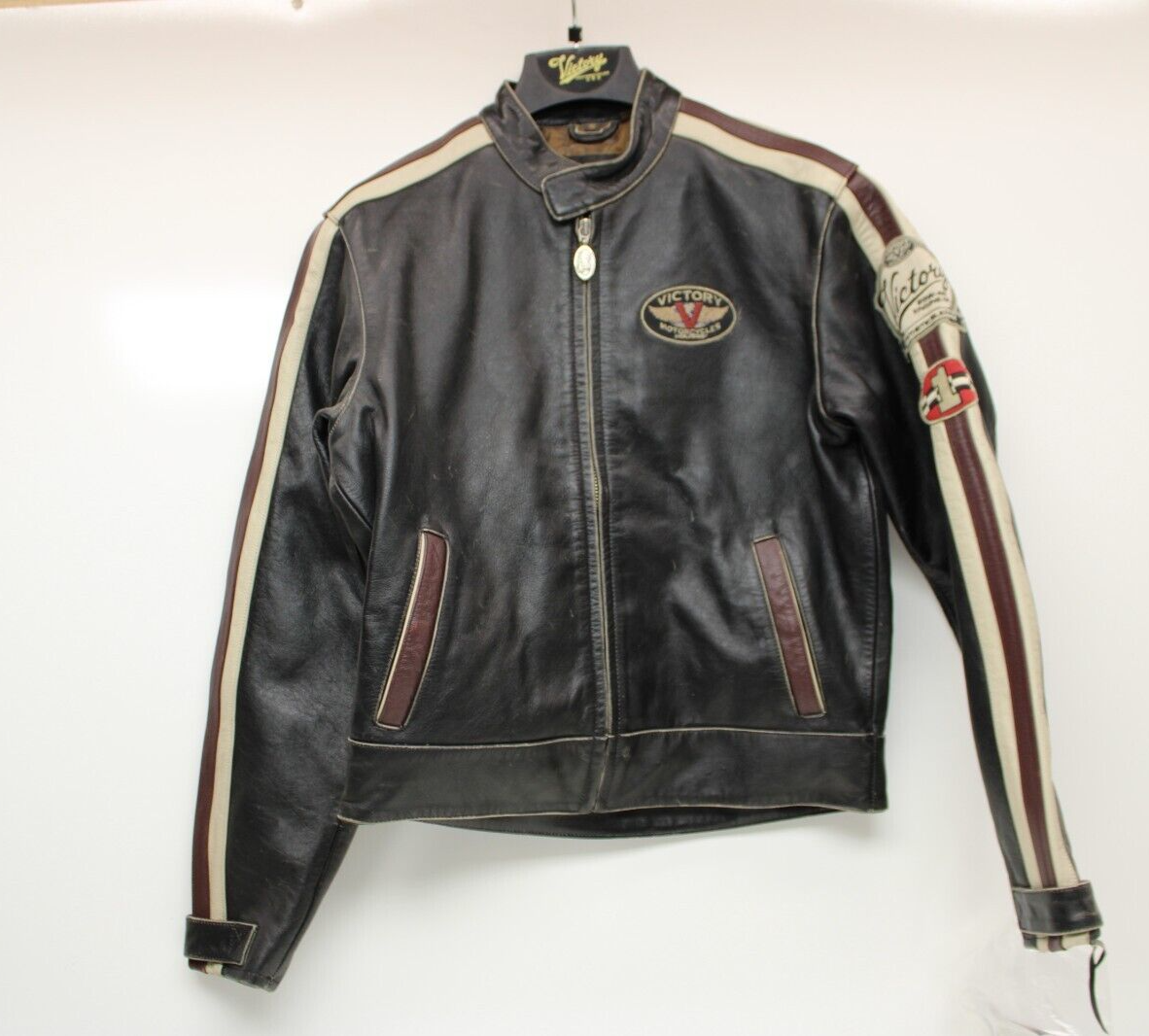 Vintage Victory Motorcycle Polaris Letterman Leather Jacket Vintage Victory Motorcycle Polaris Letterman Leather Jacket