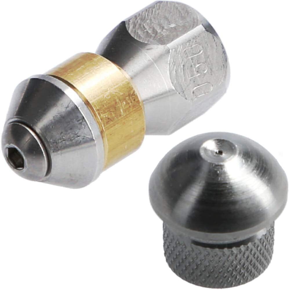 Edelstahl Abfluss-Reinigungsdüse Rotierend – Für Hochdruckreiniger (3/8" BSP Innengewinde, SS304)