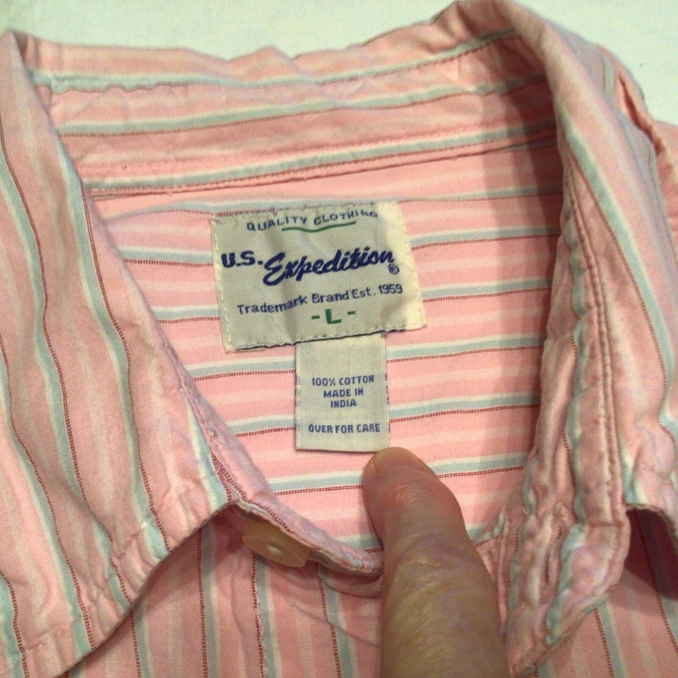 U S Expedition Men’s Shirt Size Large Pink Stripe eBay