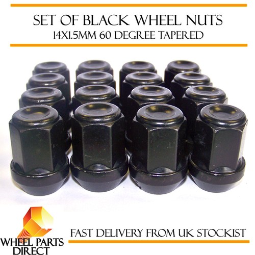 Alloy Wheel Nuts Black (16) 14x1.5 Bolts for Land Rover Freelander [Mk2