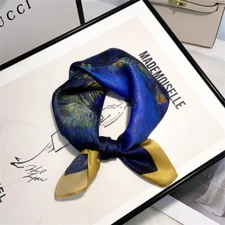 100% Mulberry Silk Neck Scarf 21"x21" Small Square Scarfs for Women Turban Wrap