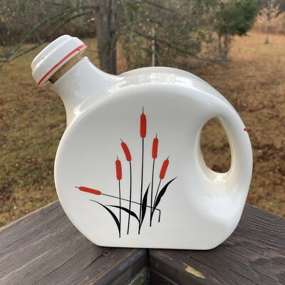 #ad #ad Vintage Sears And Roebuck Oven Proof Cattail Disc Pitcher w Ceramic Cork Stopper $16.01