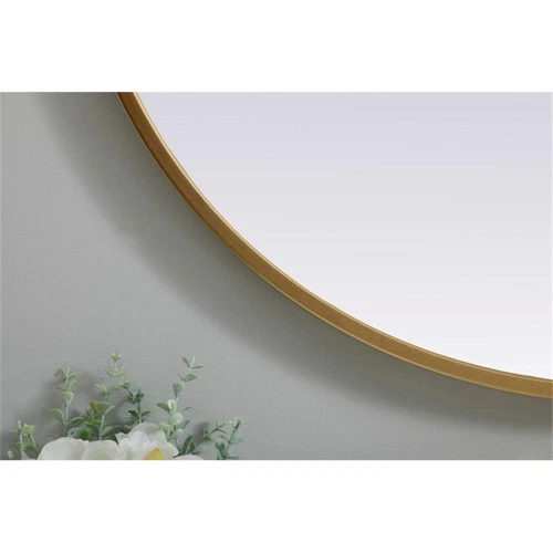 Elegant Decor Asha 24x30" Oval Modern MDF Wood/Iron Mirror in Brass - Picture 8 of 11