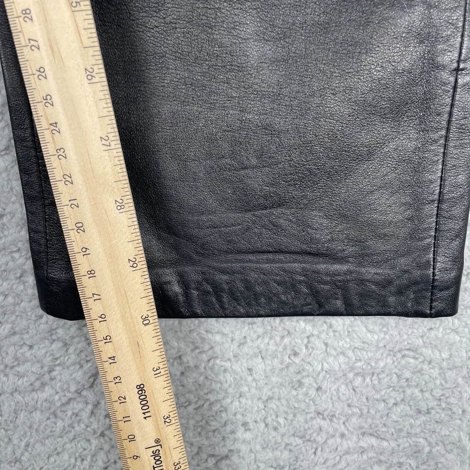 Одежда Revue 100% ягненка кожаные брюки черный размер 6 прямой ноги с подкладкой плоский передний - Изображение 4 из 4