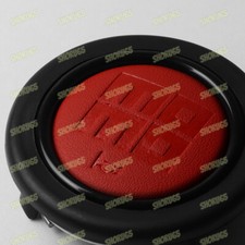 Jdm Steering Wheel Horn Button Heritage Red Leather Embossed Hand Punched Logo