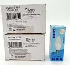 Lot of 2 - 6pk Simba Lighting B11/C37 LED Candelabra Light Bulbs E12 Base 7W NEW