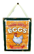 Dairy Farm Fresh Eggs Chicken Hen Rustic Farmhouse Wooden Wall Sign Plaque