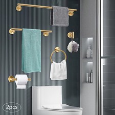 10-Piece Gold Stainless Steel Bathroom Hardware Set - Wall Mounted