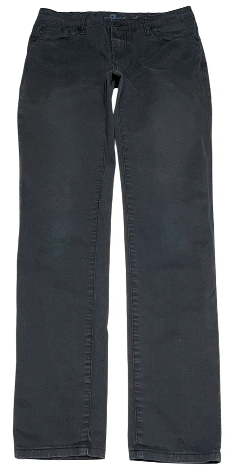 Pantalones de mezclilla 7 para toda la humanidad niñas jóvenes (16) azul marino oscuro ajustados tiro medio elásticos 28X29 Foto 2 de 4