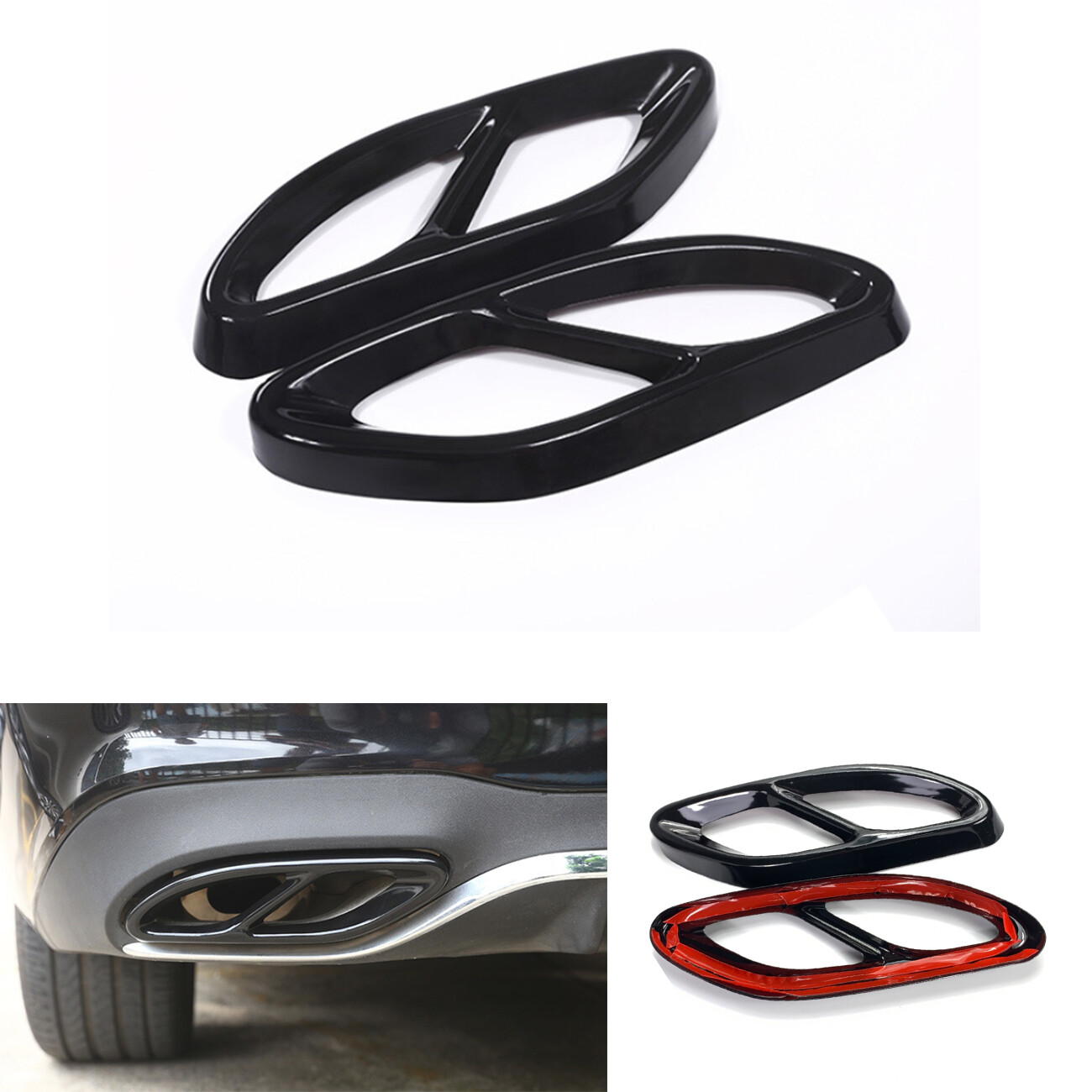 Gloss Black Stainless Exhaust Muffler Tip Cover Outlet Fits 1619 X253