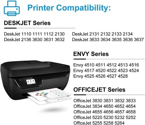 Compatible HP 63XL 63 XL Ink Cartridge for DeskJet 2132 2133 2134 ENVY 4523 4524 - Picture 2 of 12