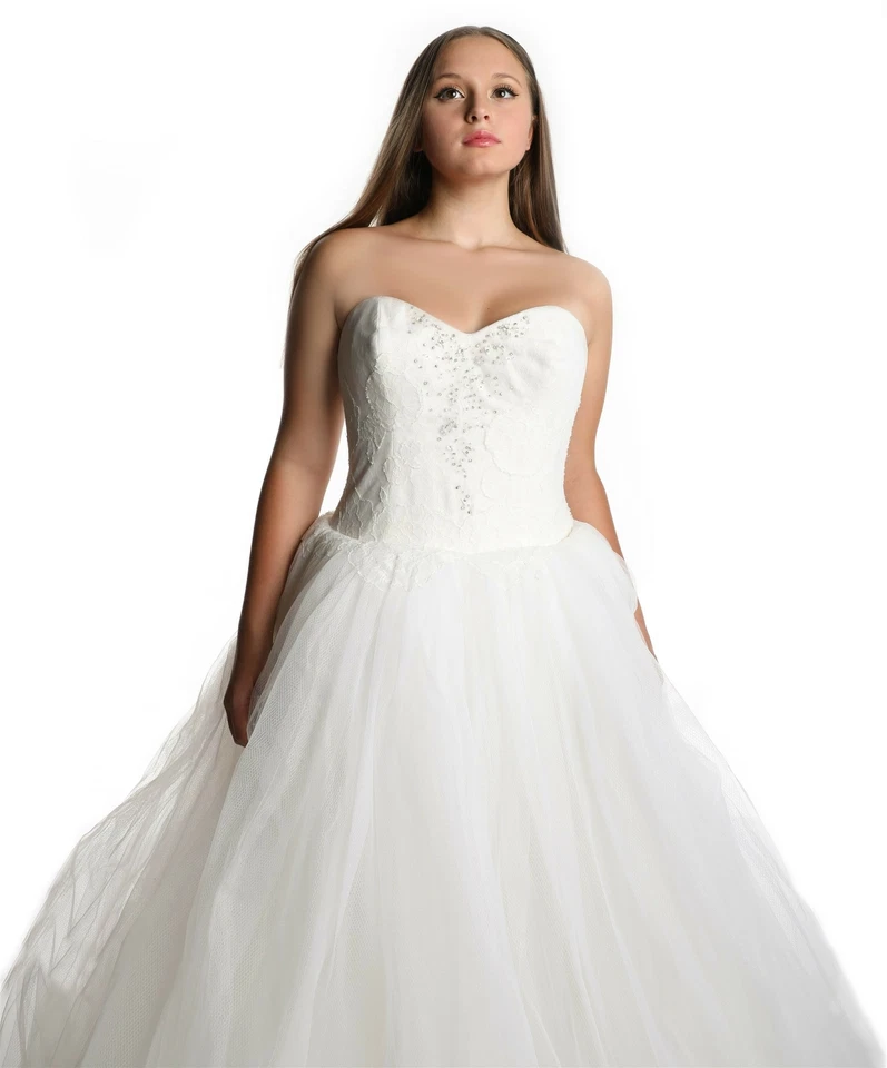 Vestido de novia Vera Wang encaje tul sin tirantes adornado cuentas talla US 8/42 Foto 2 de 4