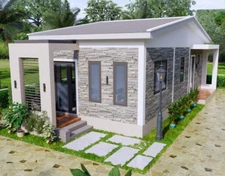 15x40 Feet Small House Plans  4.5x12 Meter 2 Beds Gable Roof PDF (A4 Hard Copy)