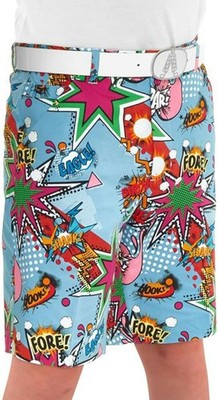 Royal and Awesome Kids Golf Shorts Boys Blue Partoon Comic Book Shorts XS - XL