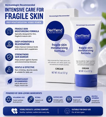 DerMend Fragile Skin Moisturizing Formula Cream 4.5 Oz. - Free Shipping