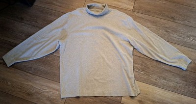 LL Bean Men XXL Gray Interlock Mock Turtleneck Long Sleeve Shirt Heavy Cotton...