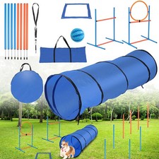 Agility Set für Hunde Set mit Hürde Tunnel & Ring & Hürdenstangen Hundesport