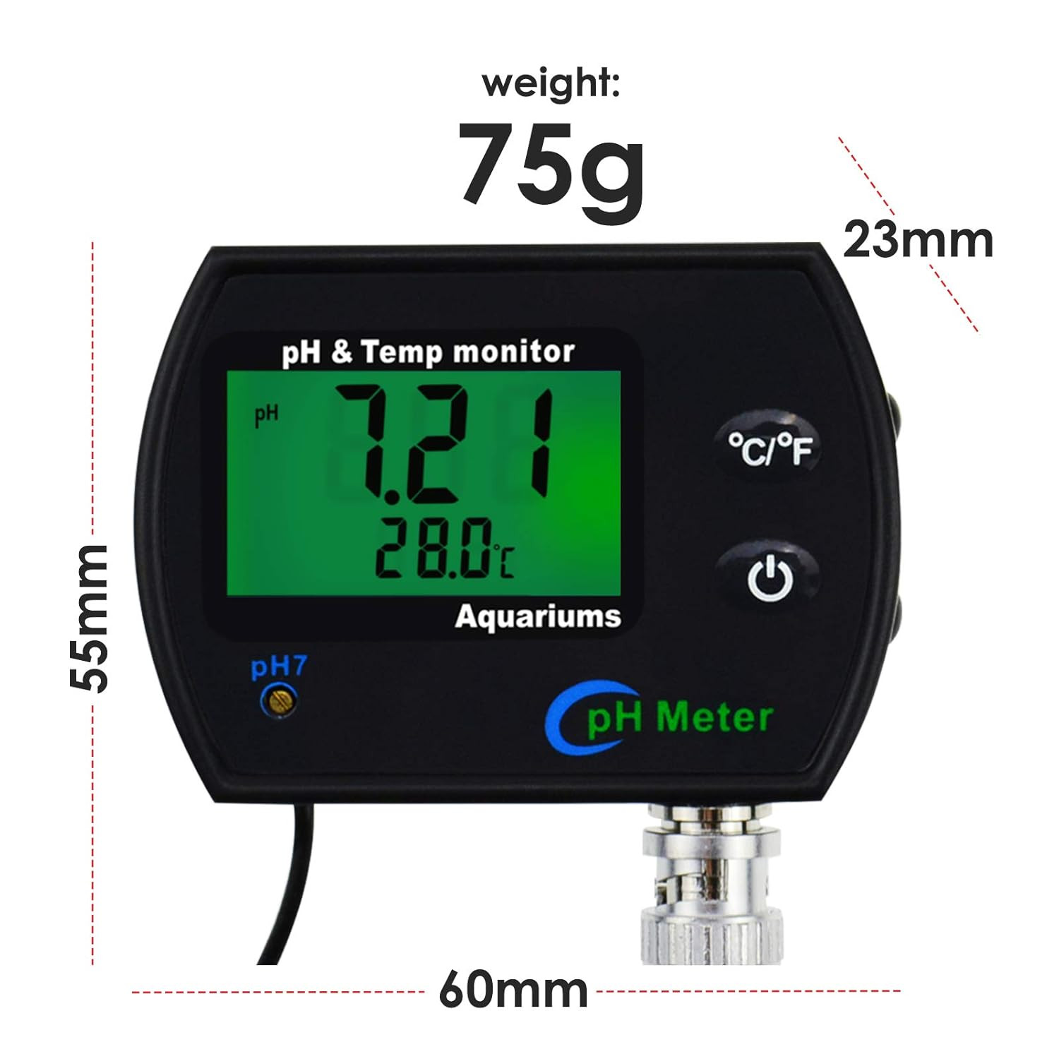 2 In 1 PH And Temperature Meter Water Quality Tester BNC Electrode ATC Monitor