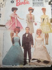 1964'S MCCALL'S 7428 SEWING PATTERN 'BARBIE DOLL AND KEN INSTANT WARDROBE'