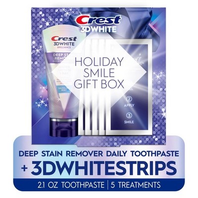 Crest 3DWhite Holiday Smile Teeth Whitening Gift Box with 5 Day Brightener