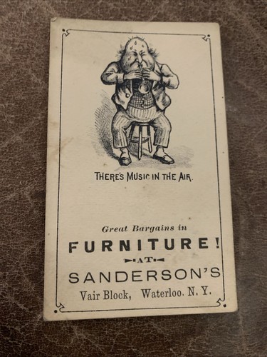 (A) Theres Music in the Air Victorian Trade Card c1880s Sanderson’s Waterloo NY