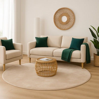 Luxus Super Soft Fellteppich Pearl Beige Rund