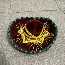 Vintage Souvenir Mini-Sombrero - Mexican Mariachi Hat GreenVelvet Sequence