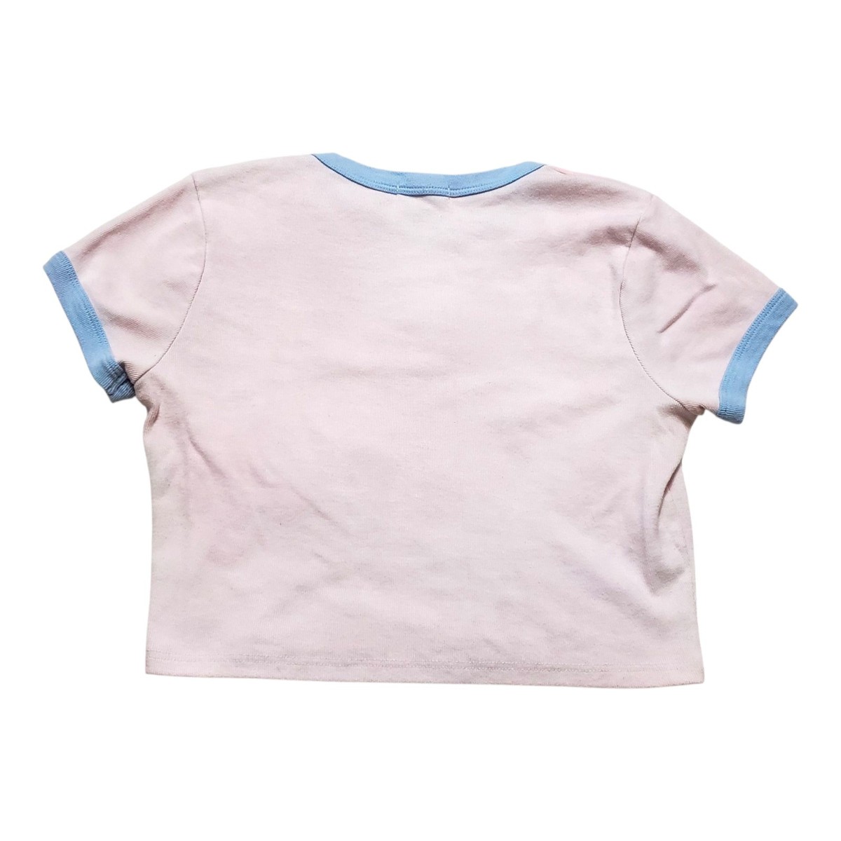 Full Tilt Ringer T-Shirt Baby Tee Eat A Strawberry Pink Tint 