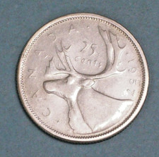 CANADA (1 ) COIN 25 CENTS  1957 EXTRA FINE 0.8000 SILVER