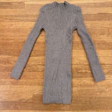 SHEIN grey ribbed mock neck knit bodycon mini dress size medium M b76
