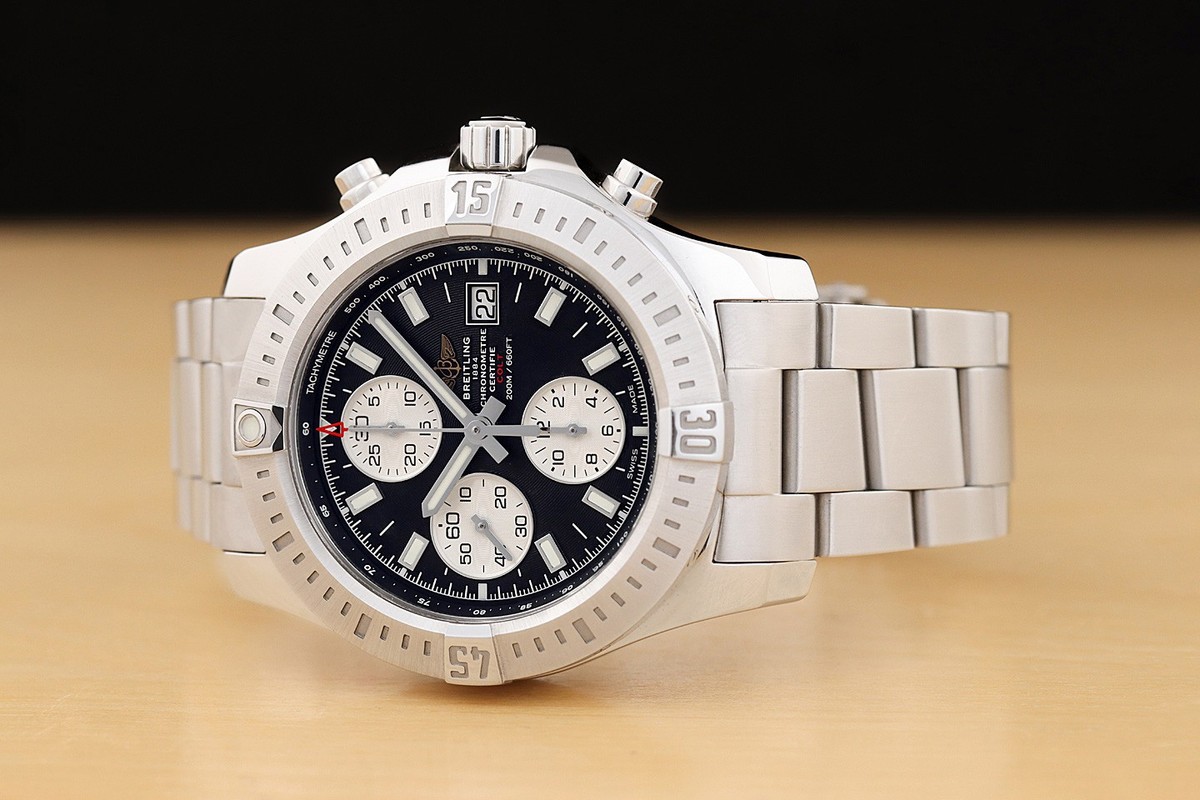 2017 CARD BREITLING MENS COLT A13388 BLACK DIAL STAINLESS STEEL