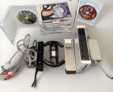 Nintendo Wii RVL-001 White Large Bundle W/Games And Controllers Tested