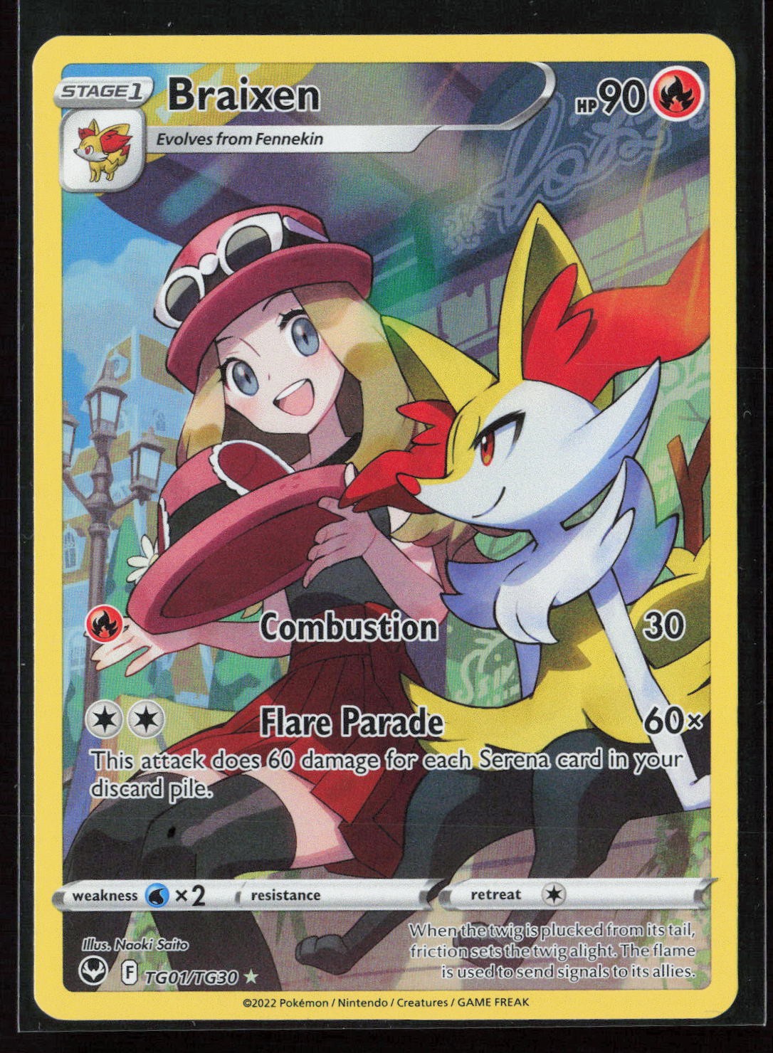 Braixen TG01/TG30 Silver Tempest Trainer Gallery Illustration Rare Pokemon NM