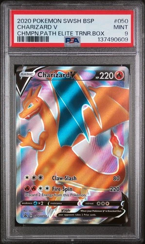 2020 POKEMON SWSH CHAMPION'S PATH ELITE TRAINER BOX #050 CHARIZARD V PSA 9