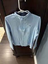 Vineyard Vines Boys Quarter Zip Cotton Whale Sweater Jake Blue Size 7