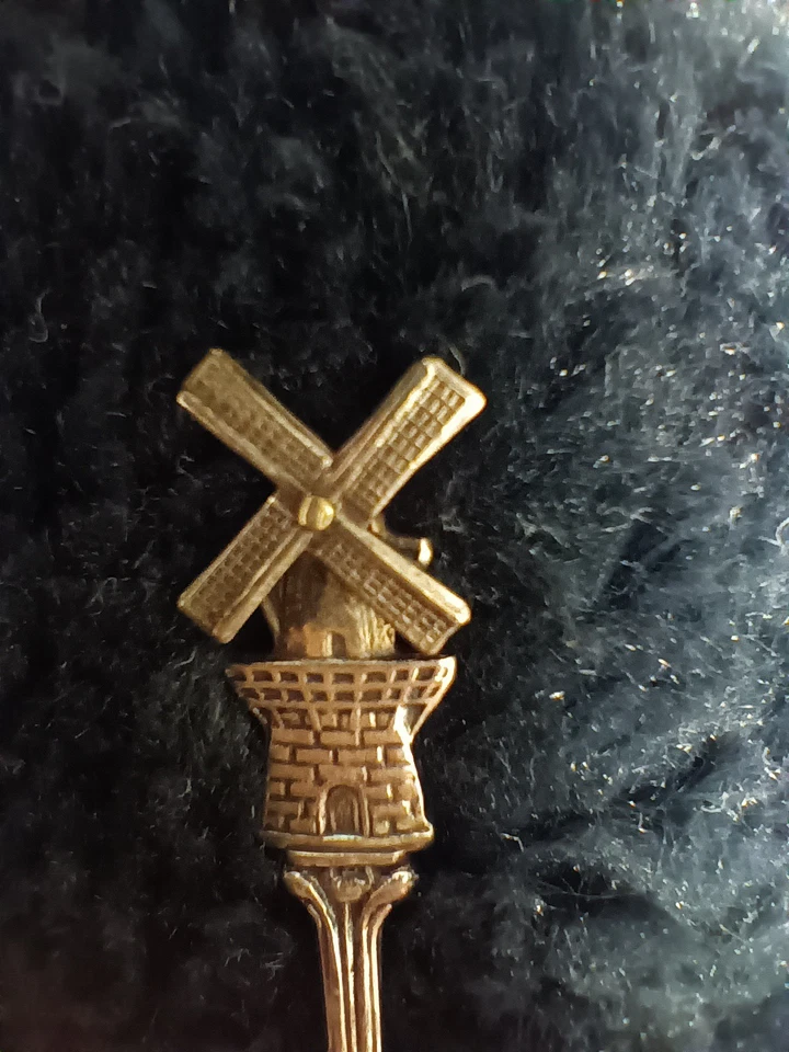 Серебряная винтажная ГОЛЛАНДСКАЯ ВЕТРЯНАЯ МЕЛЬНИЦА СУВЕНИРНАЯ ЛОЖКА подвижные лезвия 5 дюймов - Изображение 3 из 4