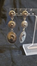 Silver-Tone Stud Earrings 3-Section Dangle Fashion Jewelry Bay095
