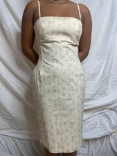 vintage cream coast silver embroidered floral dress