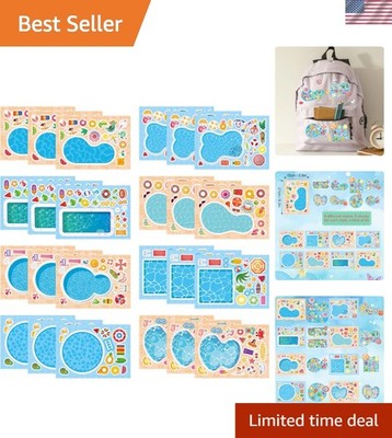 Interactive DIY Summer Pool Party Sticker Sheets - 24 Make-A-Face Designs