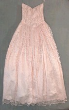 Vintage Gunne Sax Jessica McClintock Lace Bow Back Dress Blush Pink Size 5
