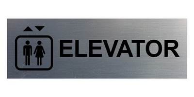Large Elevator Sign, Brushed Silver Finish, Wall, Door Mount, Office, Business