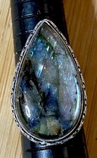66858. Size 7. Labradorite Gemstone Ethnic Handmade 925 Silver Ring